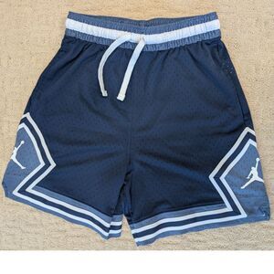 New Jordan Dri Fit Diamond Shorts Mens Medium Blue White Mesh 6 Inch Inseam